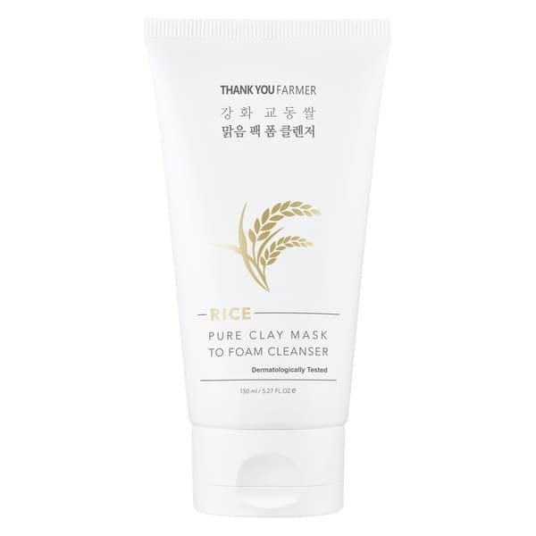 Thank You Farmer Rice Pure Clay Mask to Foam Cleanser